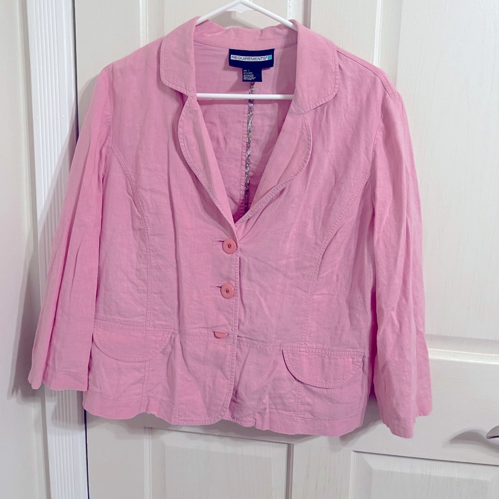 Womens Requirements‎ Pink Blazer Jacket Size Large